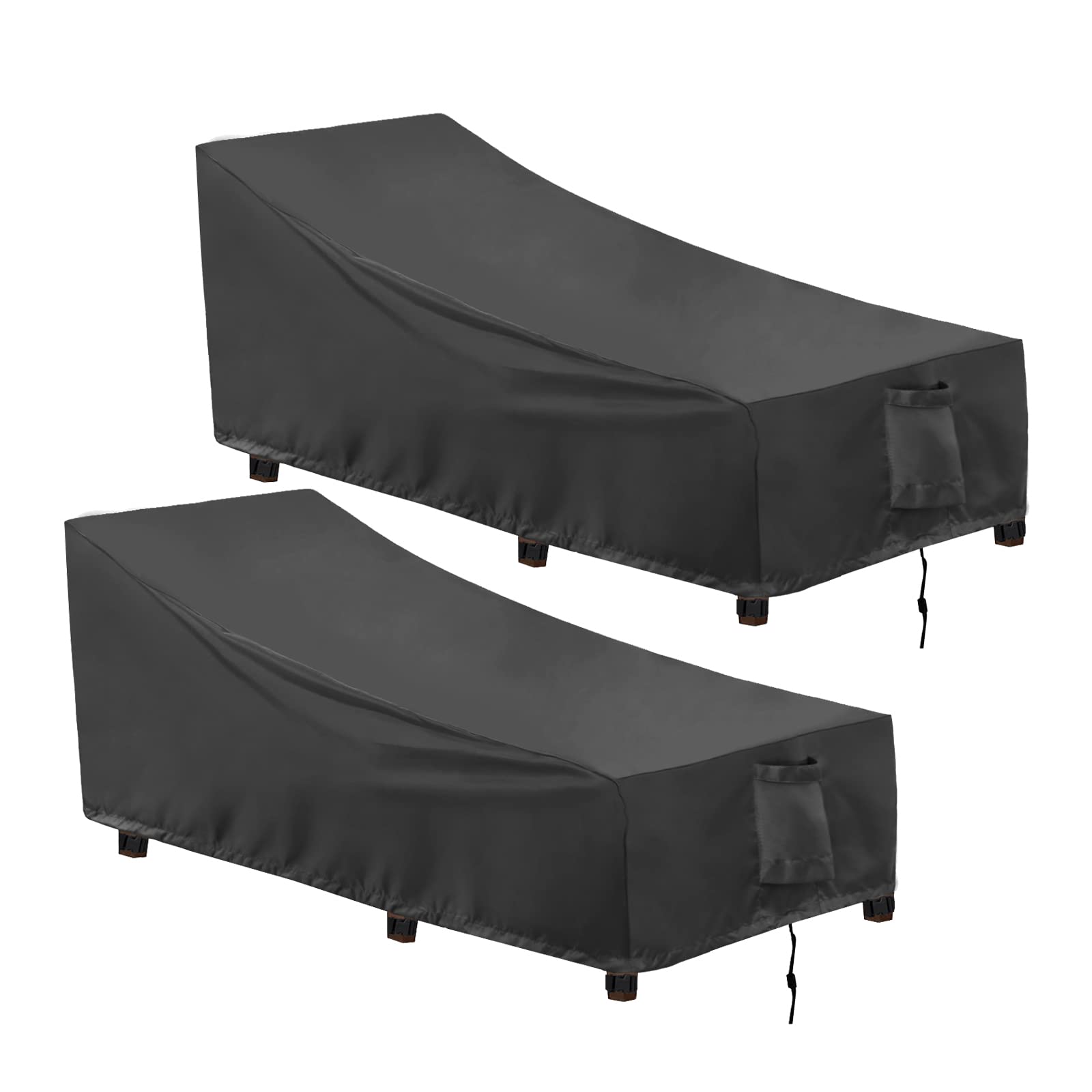 Outdoorlines Outdoor Waterproof Patio Chaise Lounge Chair Cover - Uv Resistant Lounger Covers Heavy Duty Weatherproof Patio Sofa Furniture Covers, 2 Packs, 78Wx35.5Dx33H Inches, Black