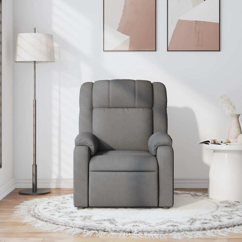 vidaXL Massage Recliner Chair for Living Room, Adjustable Recliner with 6-Point Vibration Massage, Home Theater Seating with Padded Seat Backrest & Side Pocket, Dark Grey Fabric