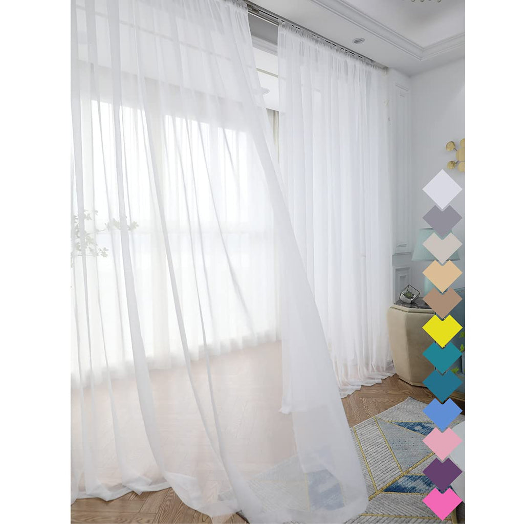 Window Ivory Sheer Curtains 63 Inches Long 2 Panels Sheer Curtain Basic Rod Pocket Panel For Bedroom Children Living Room Yard K