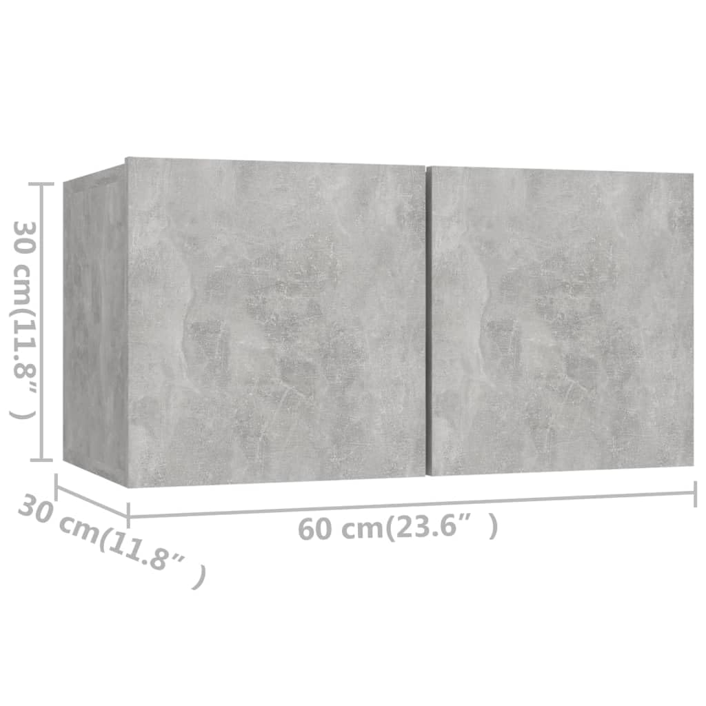 vidaXL TV Cabinet Set 4 Piece Home Living Room Furniture TV Stand HiFi Stereo Cabinet Media Unit Entertainment Center Concrete Gray Engineered Wood