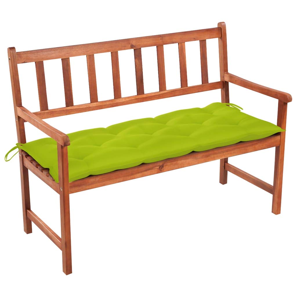 vidaXL Solid Acacia Wood Patio Bench with Bright Green Cushion - Weather- Outdoor Furniture for Garden or Patio - Easy Assembly