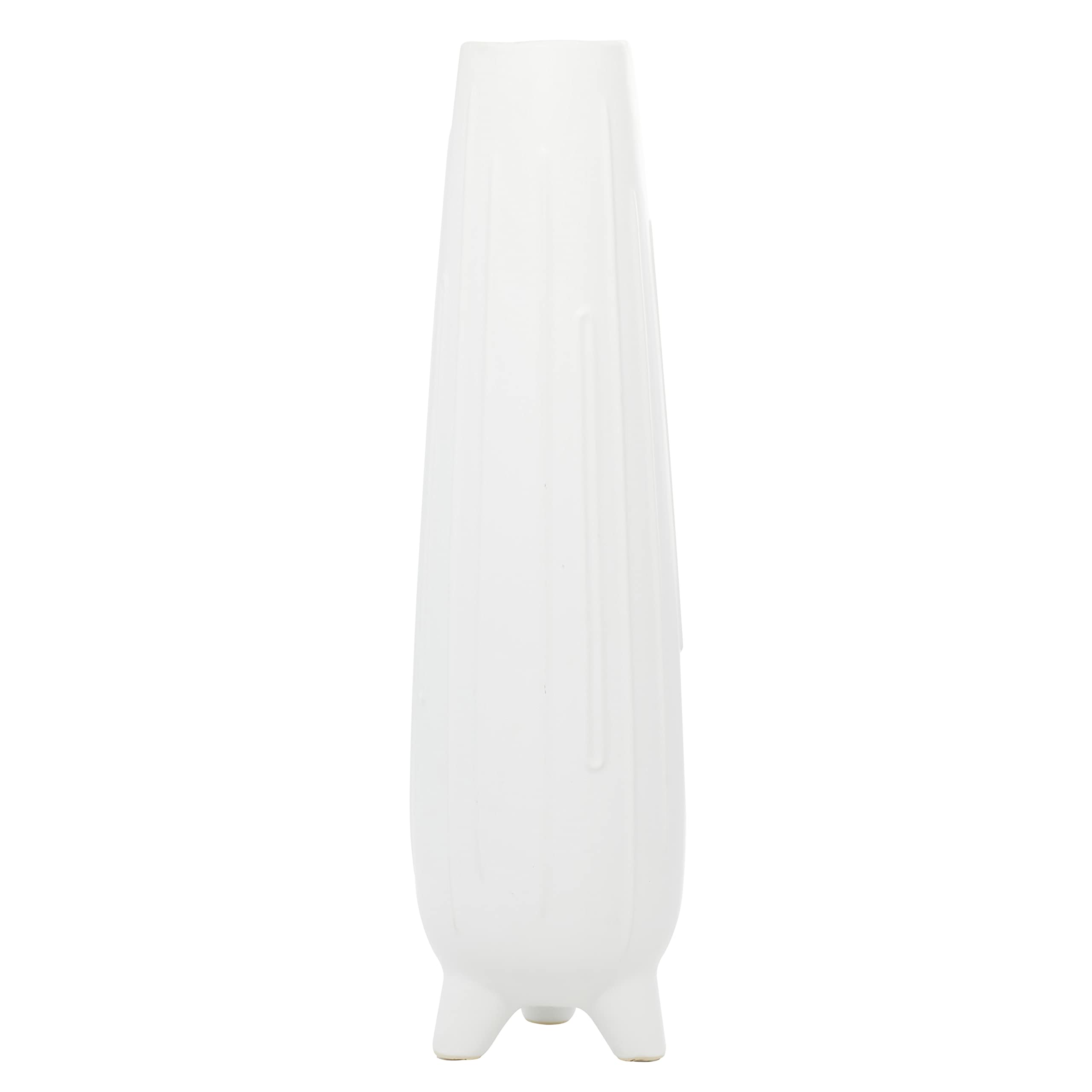 CosmoLiving by Cosmopolitan Ceramic Vase with Feet, 7 x 7 x 26, White
