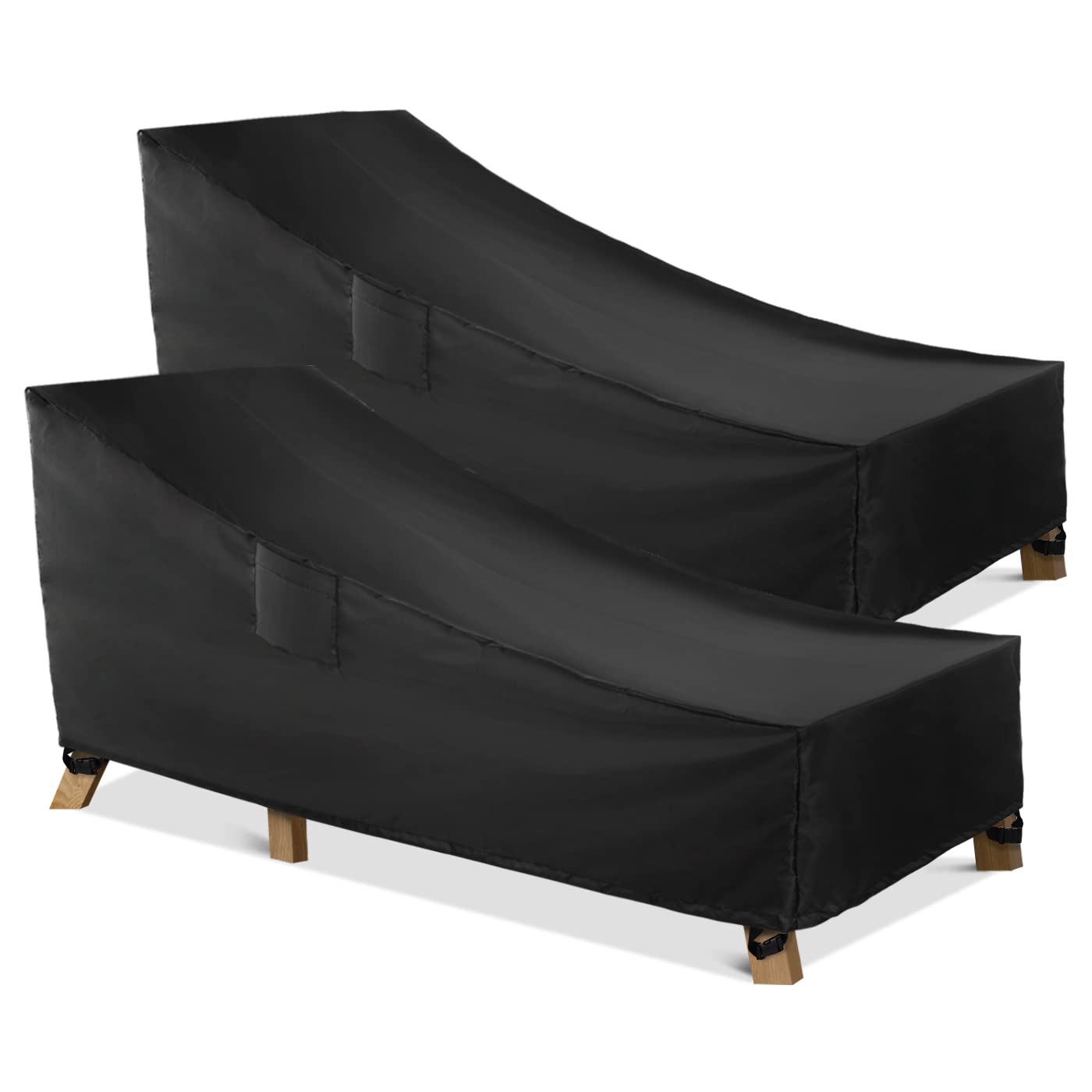 Wleafj Chaise Lounge Covers Outdoor Waterproof, Heavy Duty Patio Lounge Chair Covers, Black Durable Patio Furniture Covers, 86L X 34W X 32H Inch - 2 Pack