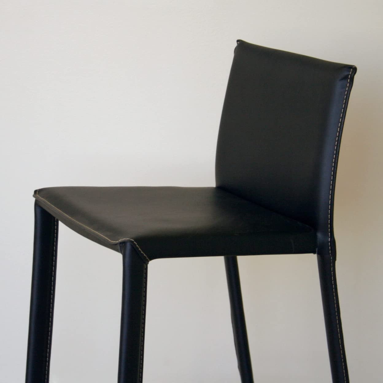 Baxton Studio Elana Leather Counter Stool ALC-1822A-65 - Black, Set of 2