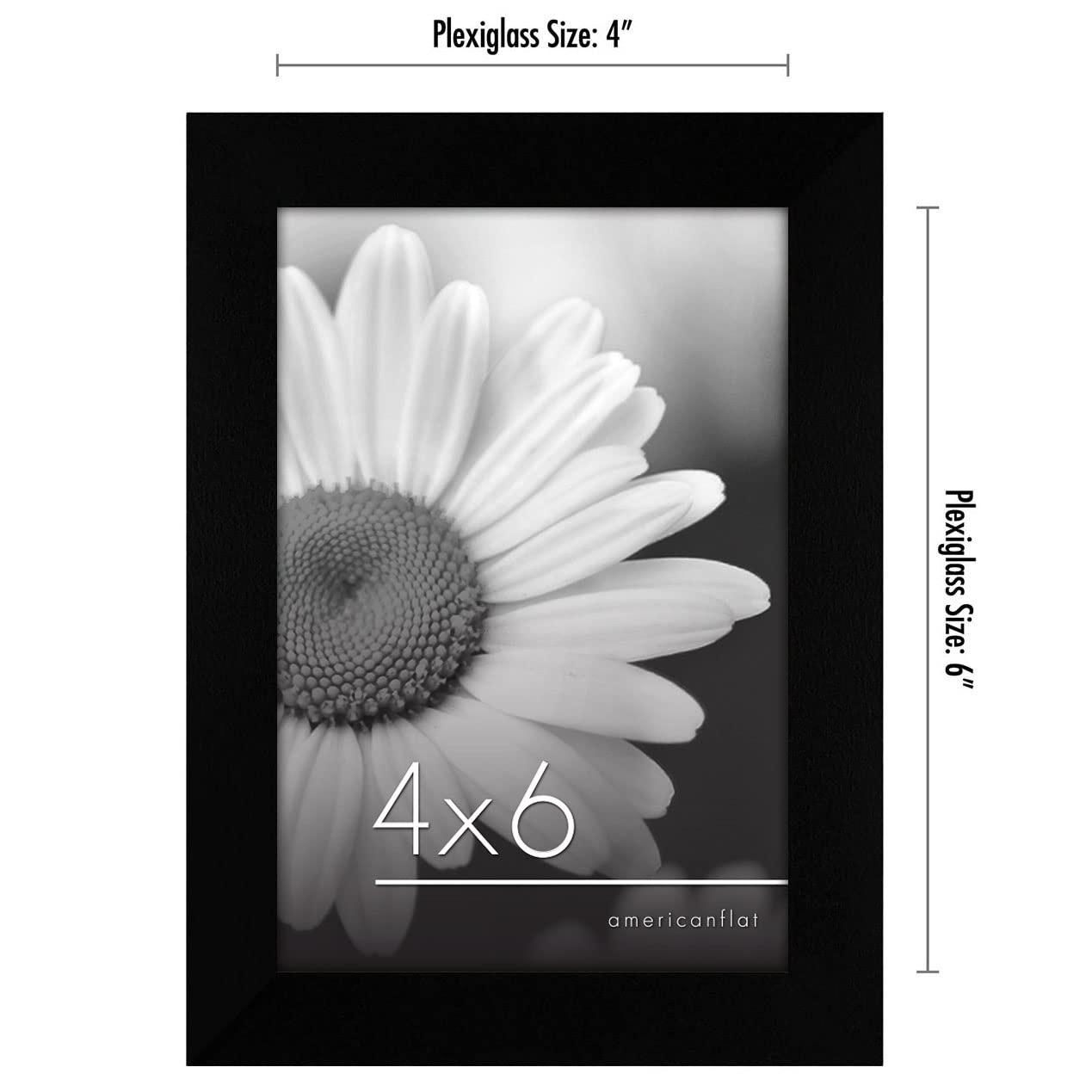 Americanflat Picture Frame, 4X6, Black, 6 Count