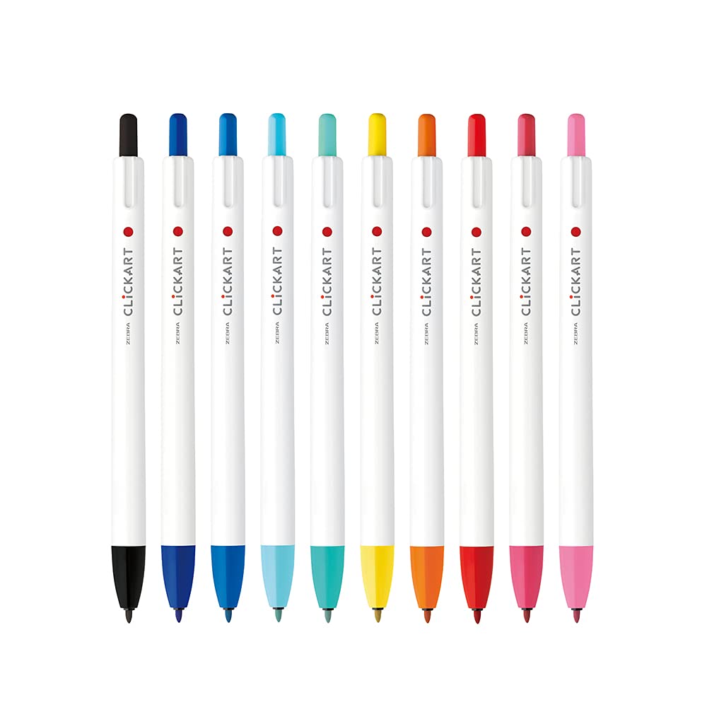 Zebra Wyss22-10C Water Based Pen, Clickart, 10 Color Set