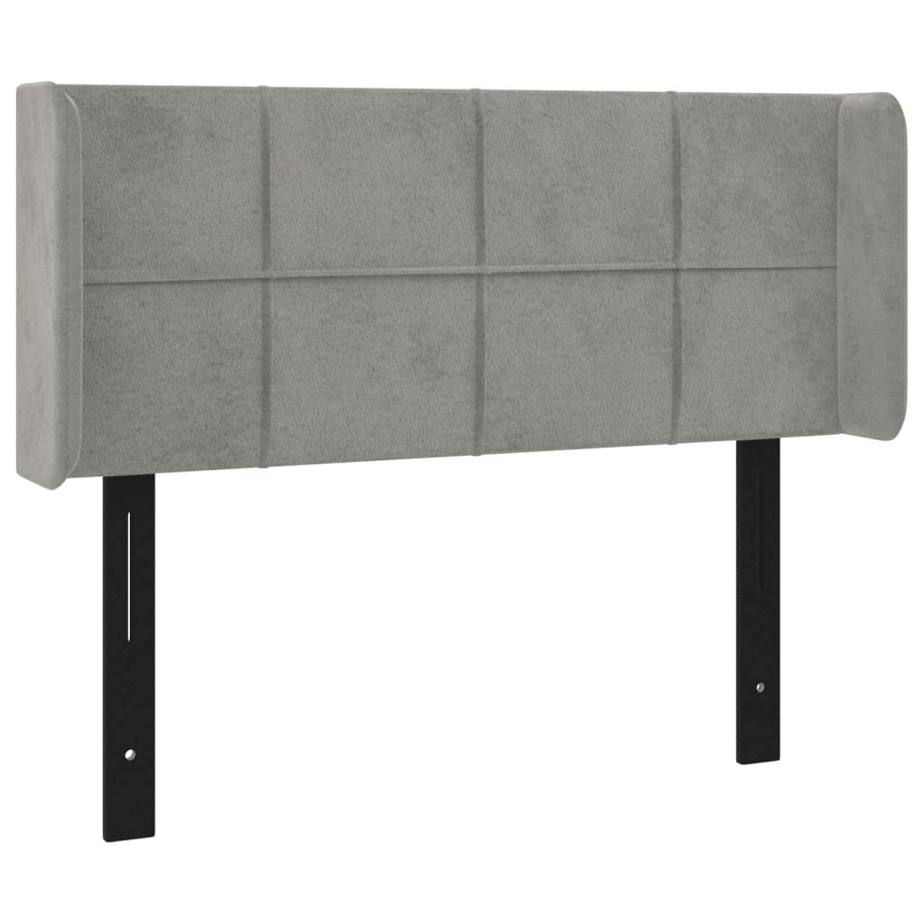 vidaXL LED Headboard, Upholstered Headboard for Bed Home, Bed Headboard with LED Light, Bedroom Furniture, Light Gray 40.6"x6.3"x30.7"/34.6" Velvet