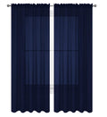 Decotex 2 Piece Solid Elegant Sheer Curtains Fully Stitched Panels Window Treatment Drape (54'' X 84'', Navy Blue)