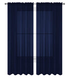 Decotex 2 Piece Solid Elegant Sheer Curtains Fully Stitched Panels Window Treatment Drape (54'' X 84'', Navy Blue)