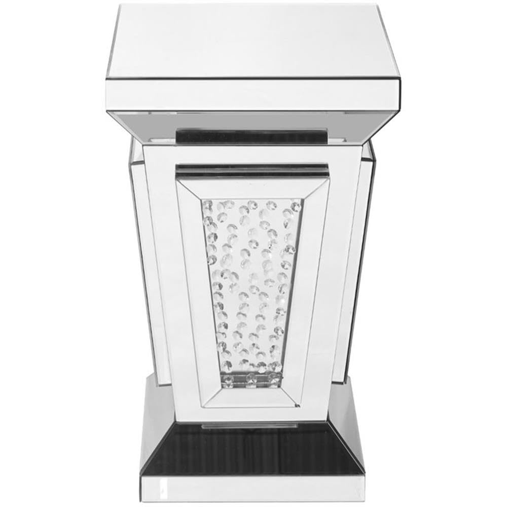 Elegant Decor Modern 24" Clear Crystal Mirrored Accent Pedestal End Table