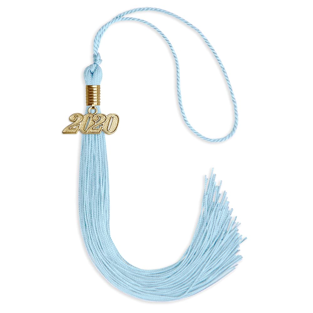 Endea Graduation Single Color Tassel with Gold Date Drop (Light Blue, 2020)