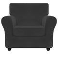 Znsayotx Luxury Velvet Chair Slipcovers With Arm 2 Piece Stretch Chair Covers For Living Room Thick Soft Armchair Slipcover Anti Slip Pet Friendly Furniture Protector (Black),32'-46'(1 Cushion)