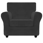Znsayotx Luxury Velvet Chair Slipcovers With Arm 2 Piece Stretch Chair Covers For Living Room Thick Soft Armchair Slipcover Anti Slip Pet Friendly Furniture Protector (Black),32'-46'(1 Cushion)