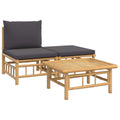 vidaXL Patio Lounge Set – 3 Piece Bamboo Outdoor Furniture Set with Dark Gray Cushions, Flexible Design for Custom Layouts, Durable and Natural Material