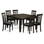 East West Furniture PFCA7-CAP-LC 7 Piece Modern Dining Table Set Consist of a Square Wooden Table with Butterfly Leaf and 6 Faux Leather Dining Room Chairs, 54x54 Inch, Cappuccino