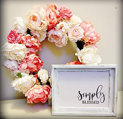 Parisloft Simply Blessed Wood Wall Framed Sign White Wood Wall Decor 12X10 Inch