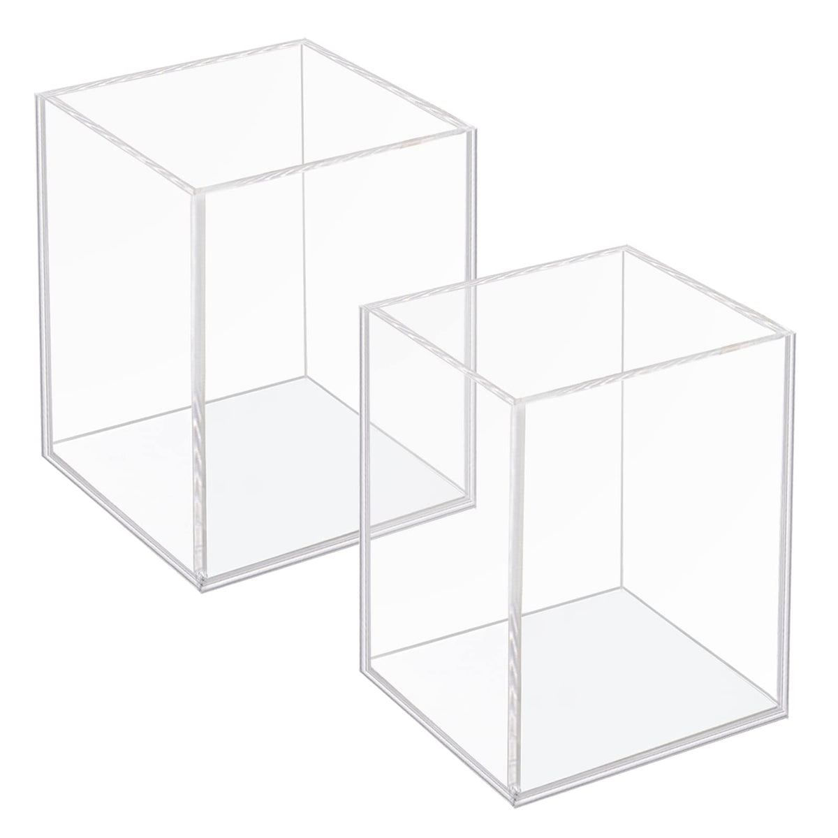 Ptaedex 2 Pack Acrylic Pen Pencil Holder, Clear Makeup Brush Holder Cup Storage Office Desktop Desk Table Stationery Organizer