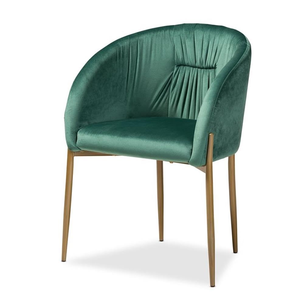 Baxton Studio Ballard Green Velvet Fabric and Gold Finished Metal Dining Chair