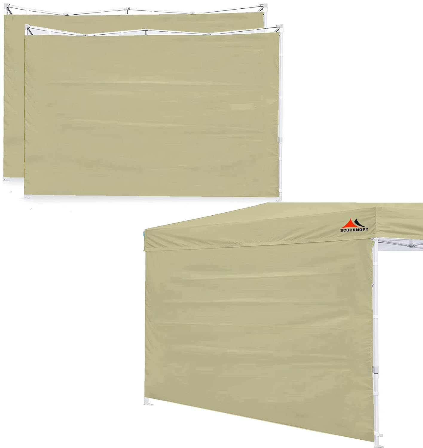 SCOCANOPY SideWall for 12x12ft Canopy Frame, 3 Pack SunWalls Only, (Light Khaki)