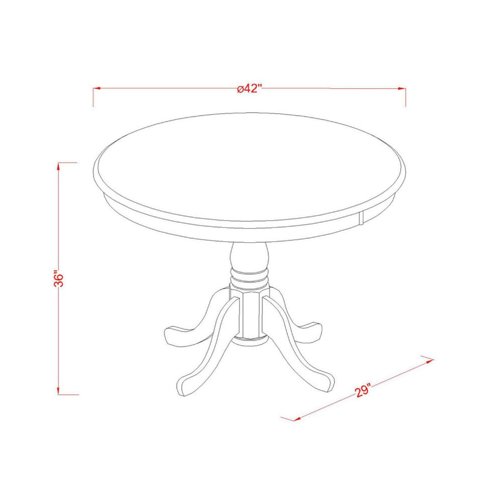 East West Furniture TRKE5-BLK-W 5 Piece Kitchen Counter Height Dining Table Set Includes a Round Dining Room Table and 4 Wooden Seat Chairs, 42x42 Inch, Black & Cherry