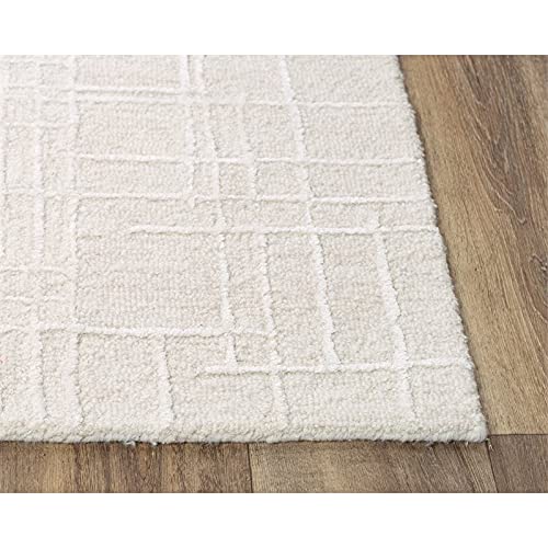 Classic 8'9" X 11'9" Geometric Ivory/Grey Hand Tufted Area Rug