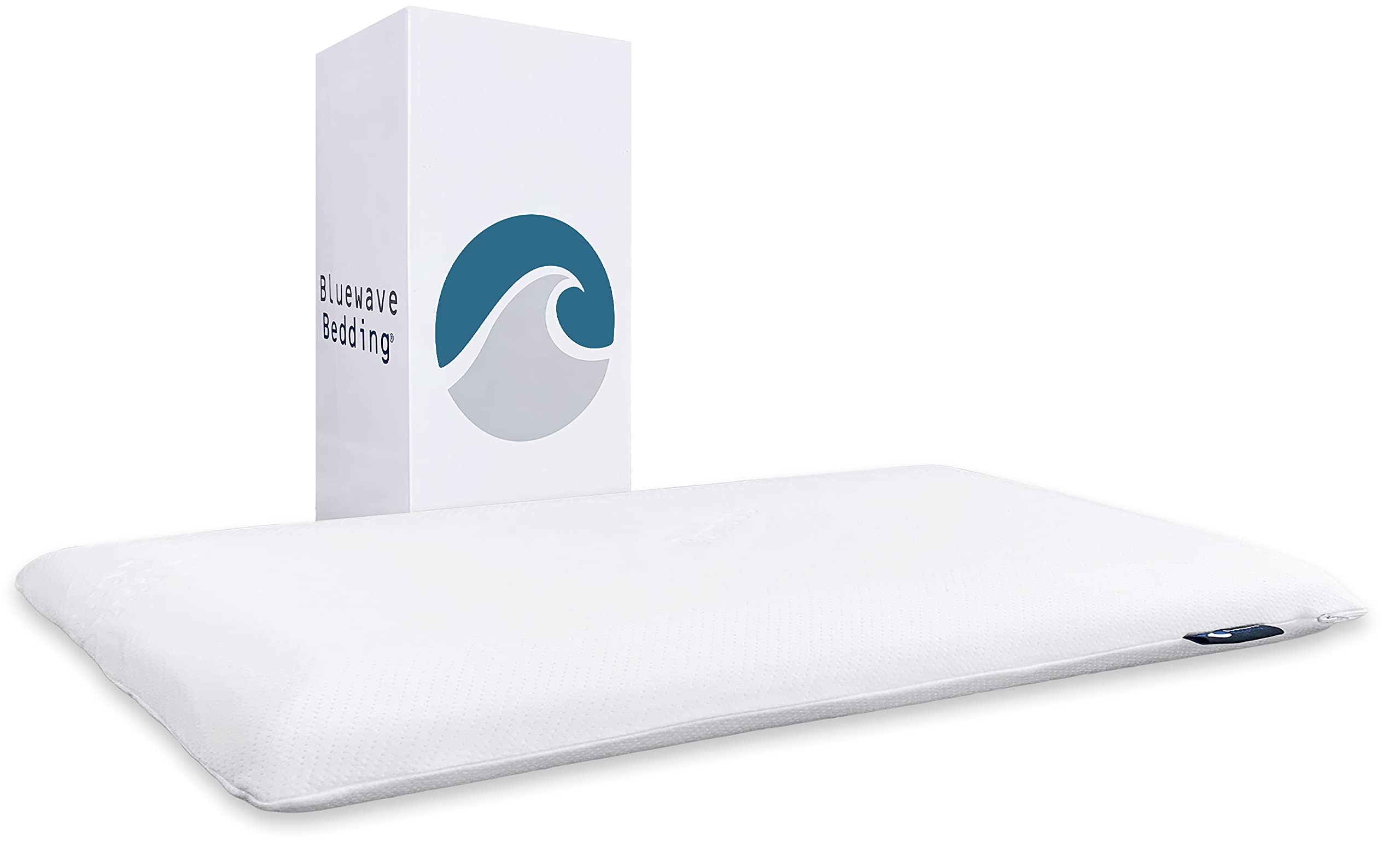Bluewave Bedding Hyper Slim Gel Memory Foam Pillow For Stomach And Back Sleepers - Thin, Flat Design For Cervical Neck Alignment