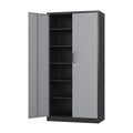 Fesbos Metal Cabinet Steel Storage Cabinet - 71    Tall Steel File Cabinets with Lockable Doors and 5 Adjustable Shelves Black&G