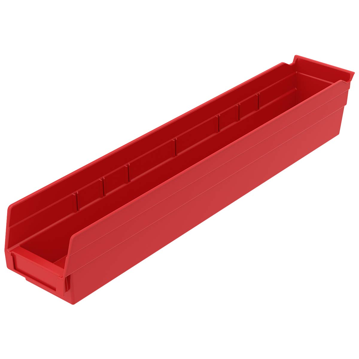 Akro-Mils 30124 Plastic Nesting Shelf Bin Box, (24-Inch X 4-Inch X 4-Inch), Red, (12-Pack)