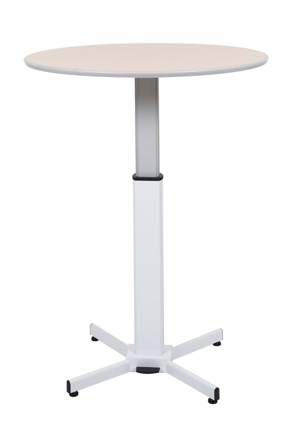 Luxor Lx-Pnadj-Round - Pneumatic Adjustable Round Pedestal Table., White, Medium
