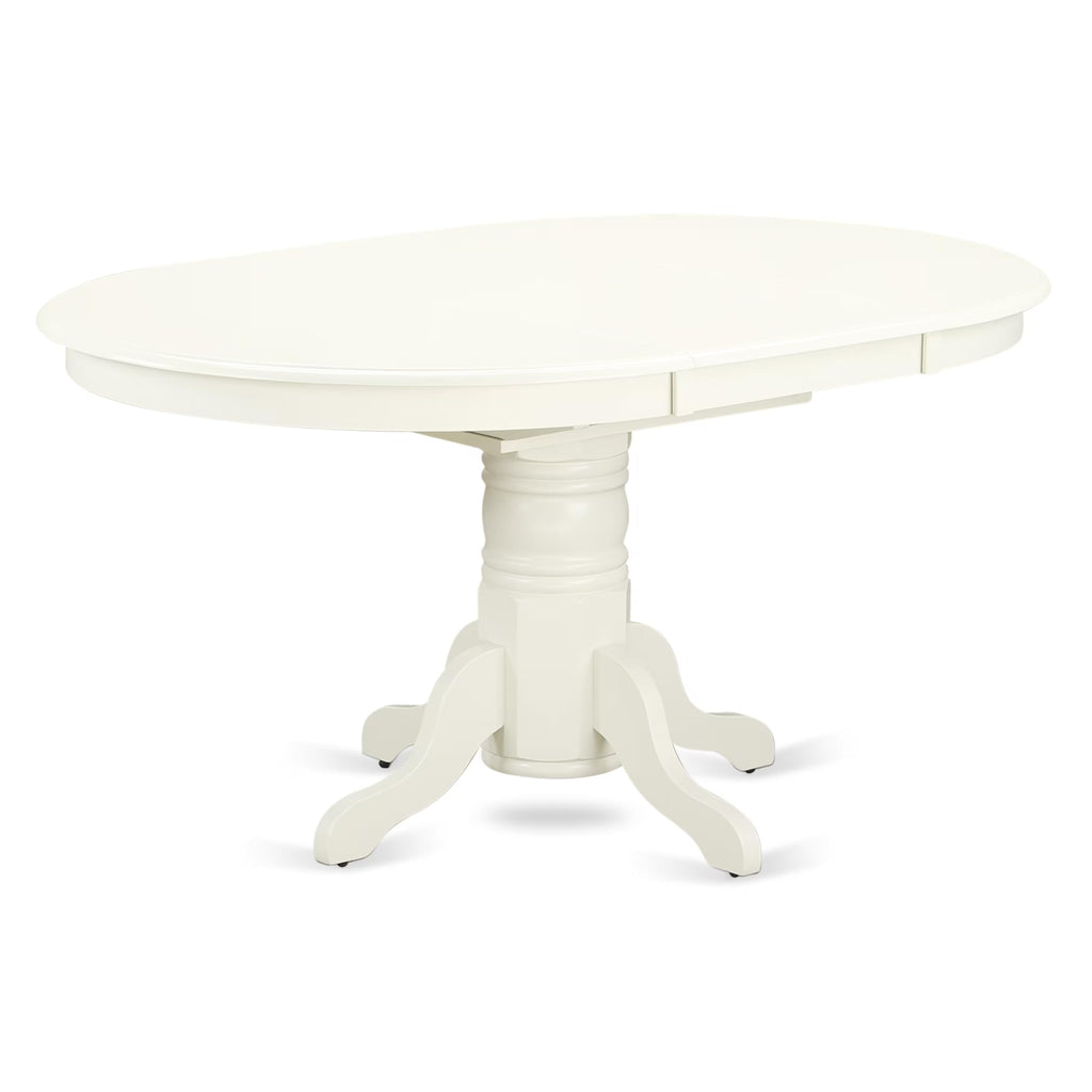 East West Furniture Avlg5-Lwh-W 5 Piece Dinette Set For 4 Includes An Oval Dining Table With Butterfly Leaf And 4 Dining Room Chairs, 42X60 Inch, Linen White