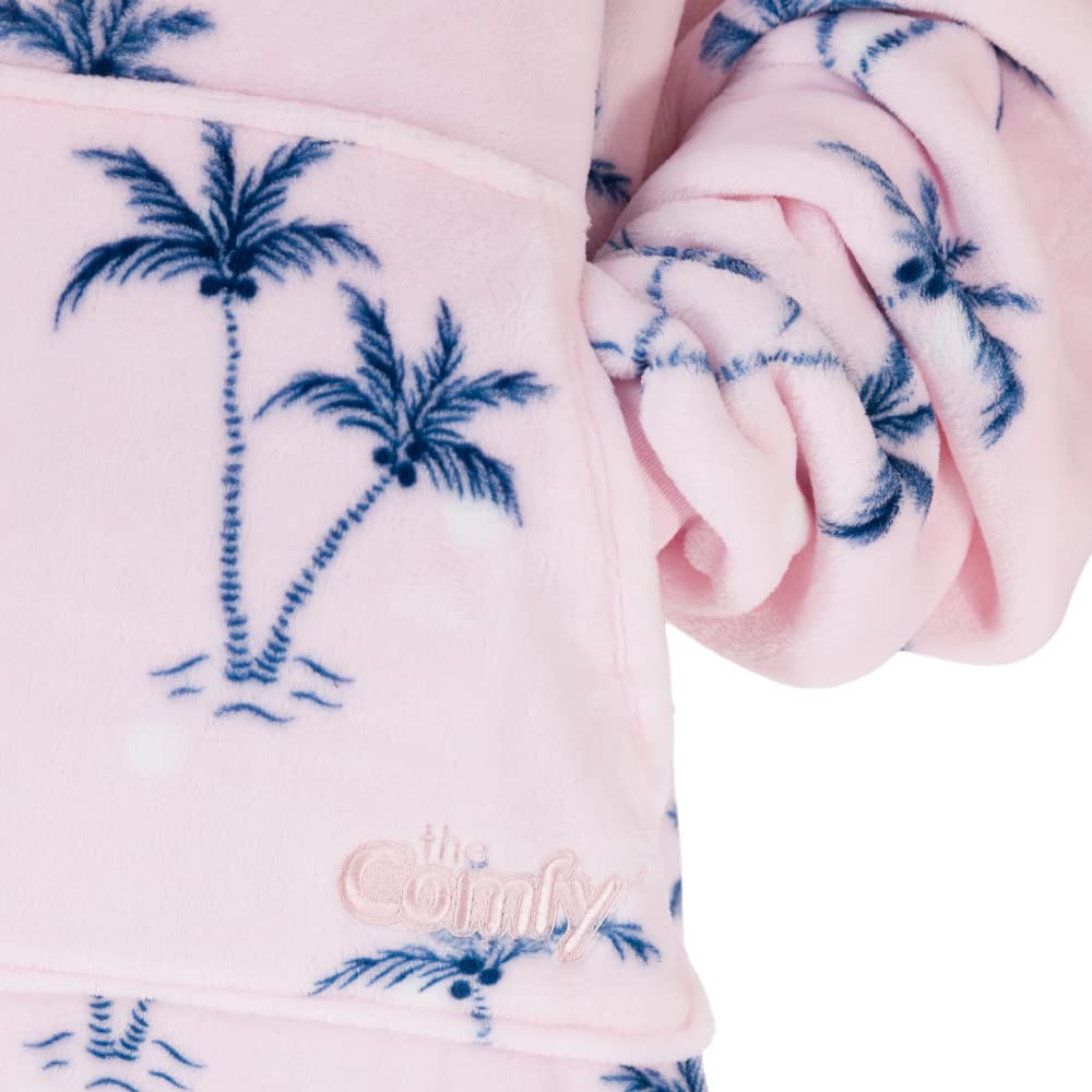 The Comfy Dream | Oversized Light Microfiber Wearable Blanket, One Size Fits All, Seen On Shark Tank, (Palm Trees)