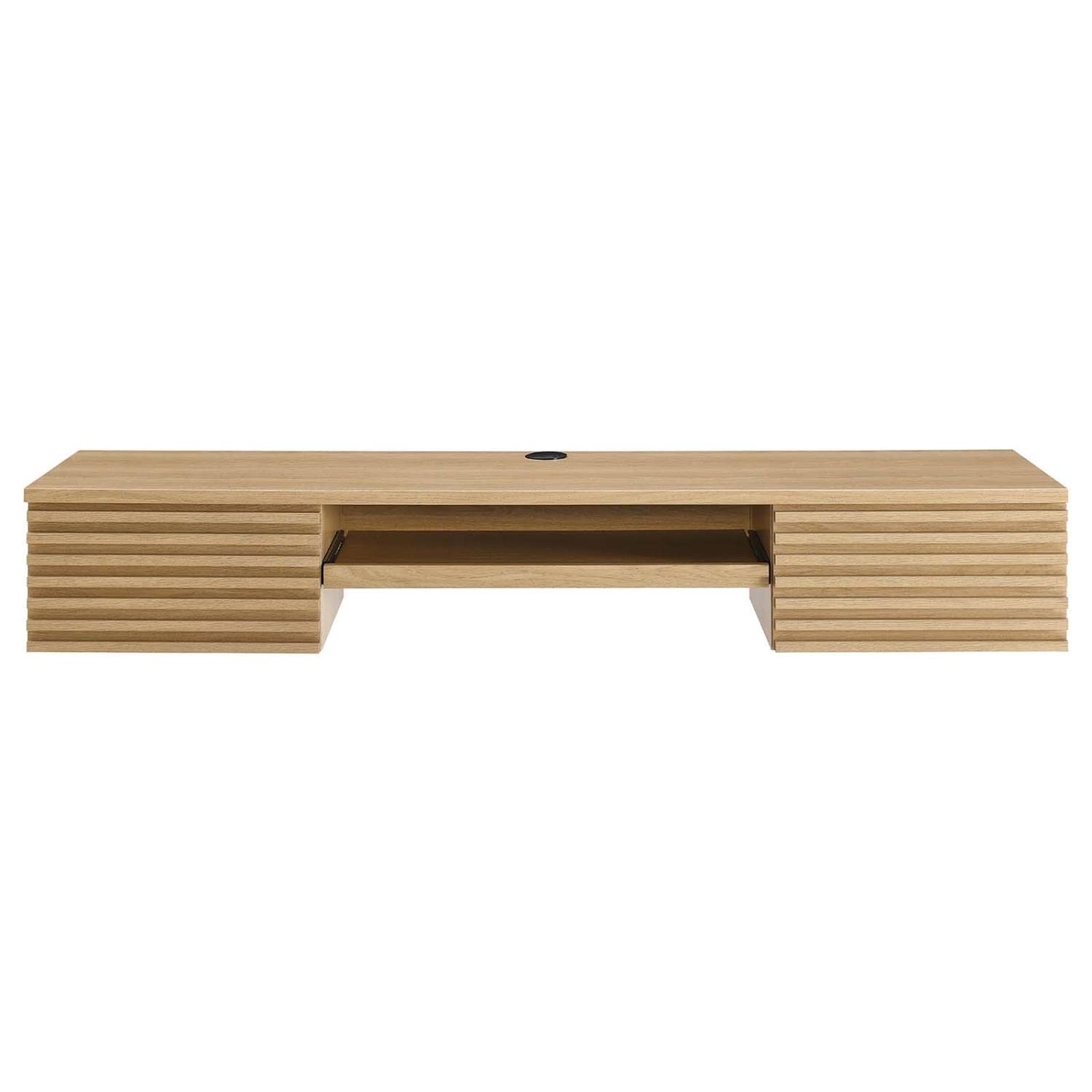 Modway Render Wall Mount Particleboard And Wood Office Desk In Oak