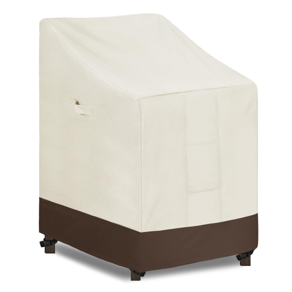 Easy-Going Heavy Duty Outdoor Stackable Chair Cover, Waterproof Patio Chair Cover, Windproof Outdoor Furniture Cover With Air Vent (1 Pack-28Wx36Dx47H Inch, Beige/Dark Brown)
