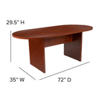 Flash Furniture 5 Piece Cherry Oval Conference Table Set With 4 Black And Chrome Leathersoft Executive Chairs