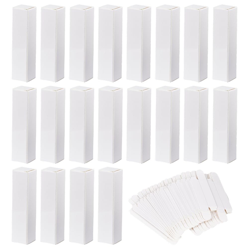 Festiko White Lipstick Packaging Boxes, 50 Pieces, 3.35 x 0.79 x 0.79 Inch, Empty Cosmetic Cartons for Lip Balm, Essential Oil B