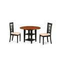 East West Furniture Suni3-Bch-C 3 Piece Kitchen Table Set Contains A Round Dining Room Table With Dropleaf & Shelves And 2 Linen Fabric Upholstered Dining Chairs, 42X42 Inch, Black & Cherry