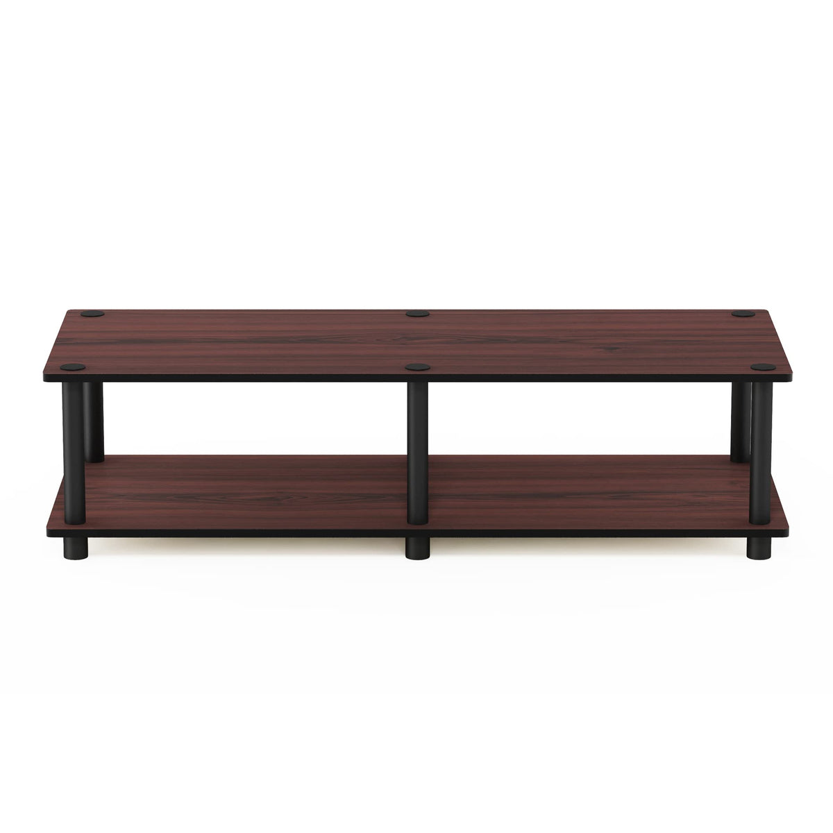 Furinno Just No Tools Dark Cherry Wide Television Stand with Black Tube, Dark Cherry/Black, Wide 41.3"(W)x10.9"(H)x15.6"(D)