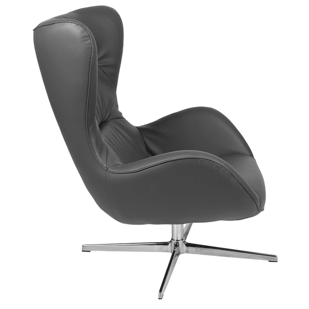 Flash Furniture Rally Gray Leathersoft Swivel Wing Chair