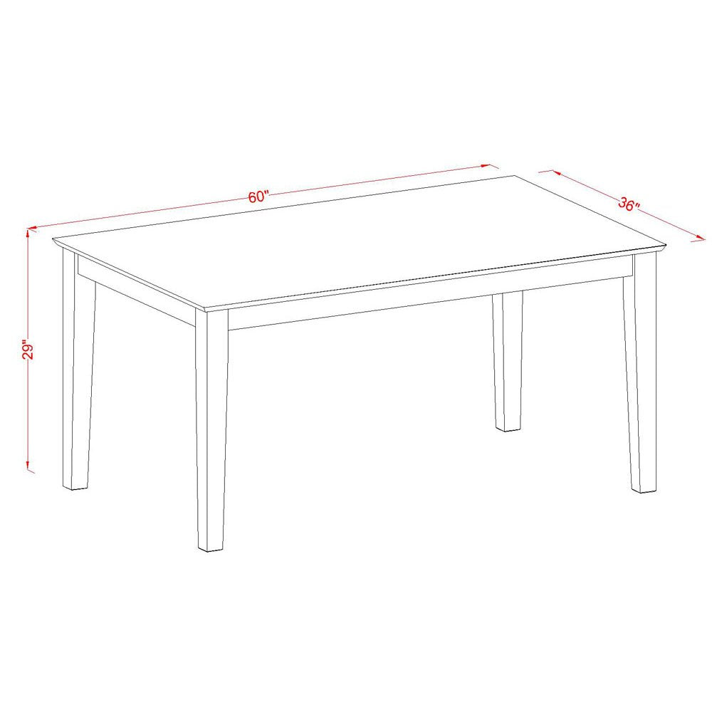 East West Furniture CAAN5-OAK-W 5 Piece Modern Dining Table Set Includes a Rectangle Wooden Table and 4 Dining Room Chairs, 36x60 Inch, Oak
