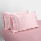 Homiest 5Pcs Satin Split King Sheets Sets For Adjustable Bed, Luxury Silky Satin Bedding Set With Deep Pocket, 2 Fitted Sheets + 1 Flat Sheet + 2 Pillowcases (Split King Size, Blush Pink)