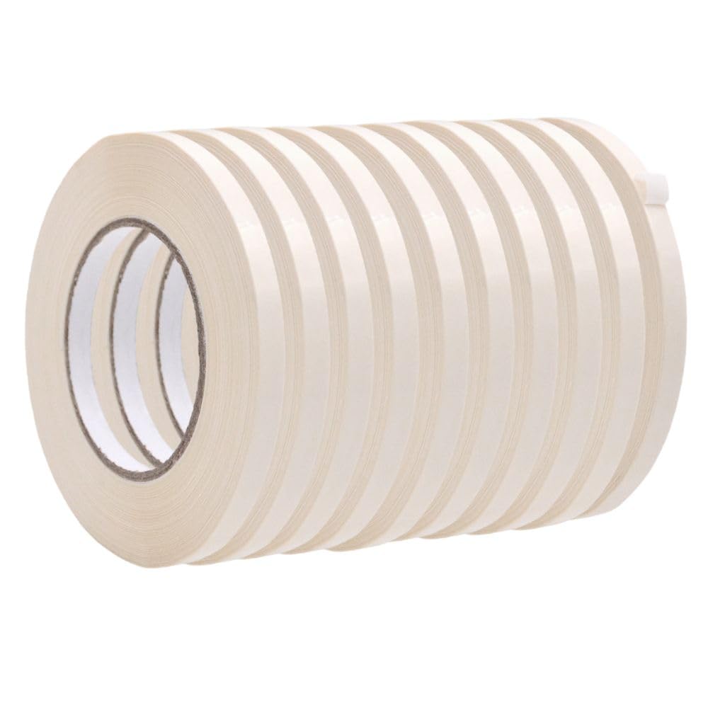WOD White Produce Poly Bag Sealing Tape, 3/8 inch x 180 yds. (Pack of 10) for Packaging and Sealing of Meat, Gifts, or Ice Bags 