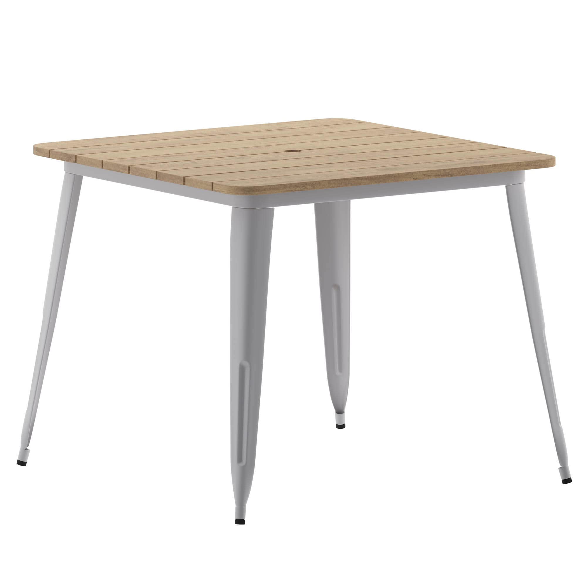 Contemporary 36 Square Commercial Dining Table for 4 with Umbrella Hole