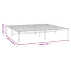 vidaXL Classic Metal Bed Frame 76"x79.9" in Black Steel - Sturdy Industrial Design with Metal Slats, Center Legs and Box Storage Space