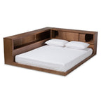 Baxton Studio Rustic Queen Bed with Walnut Finish MG0031-Walnut-Queen