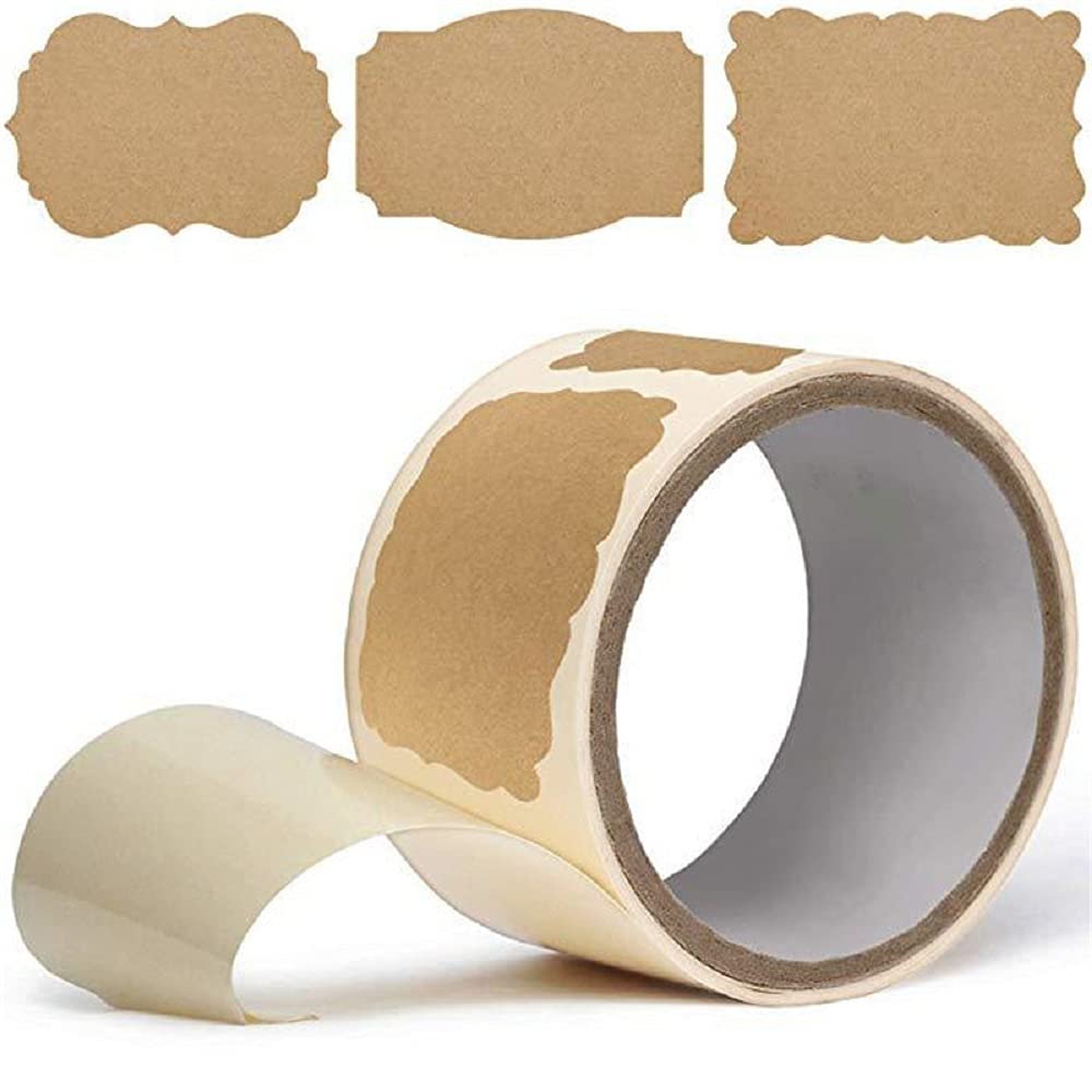 Scalloped Kraft Paper Labels - Brown Kraft Stickers 2X3 (Roll Of 100 Labels) Gift Tags - Gift Labels