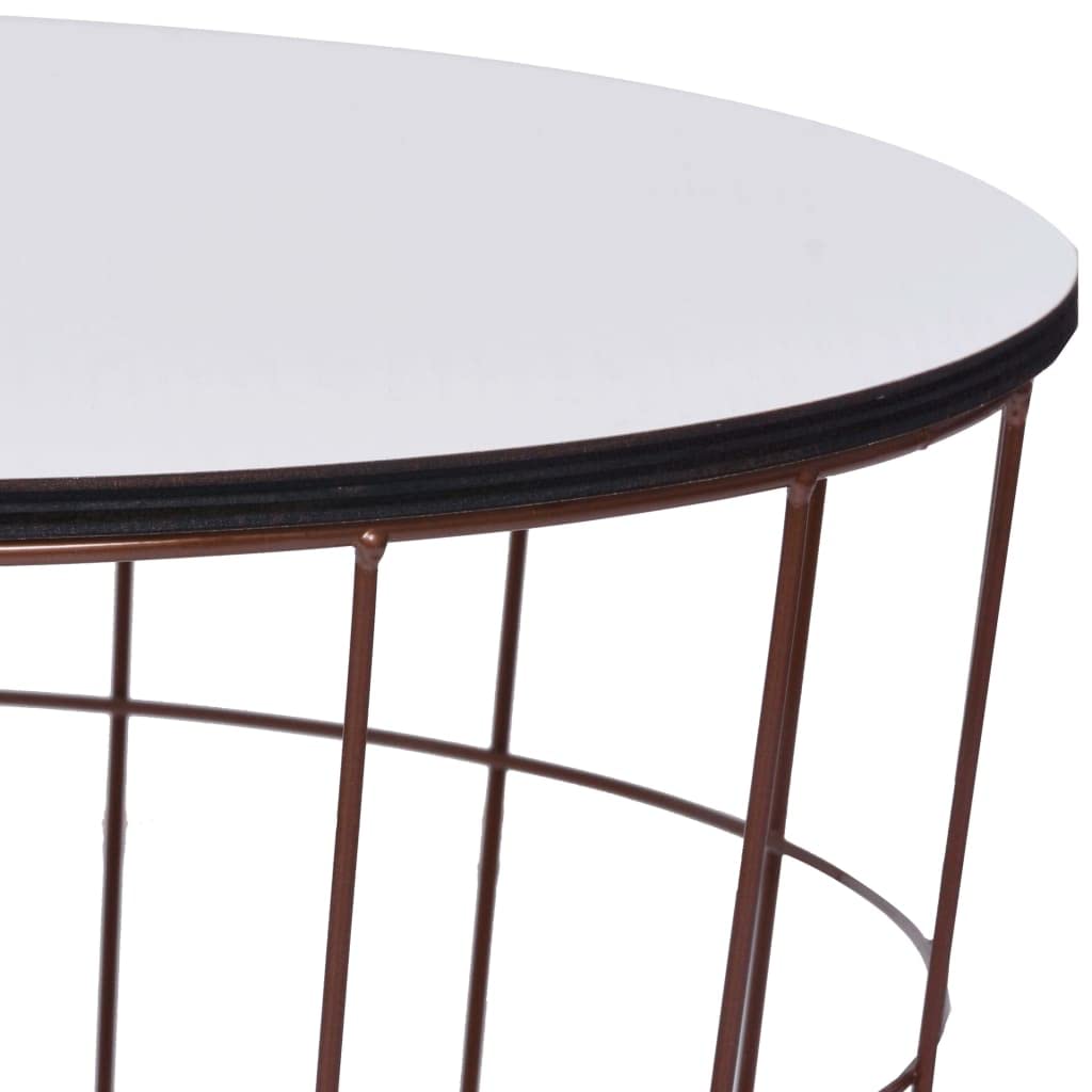 vidaXL Scandinavian Style Coffee Table, Gold Metal Frame with White Round MDF Top – Versatile Home Furniture with Storage Alternative.