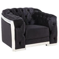 Acme Pyroden Button Tufted Velvet Upholstery Chair in Black and Chrome