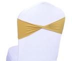 Mds Pack Of 50 Spandex Chair Sashes Bow Sash Elastic Chair Bands Ties Without Buckle For Wedding And Events Decoration Spandex Slider Sashes Bow - Gold
