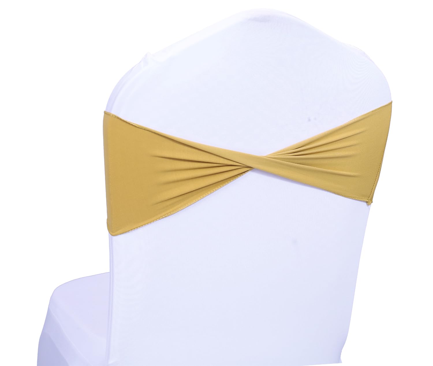 Mds Pack Of 50 Spandex Chair Sashes Bow Sash Elastic Chair Bands Ties Without Buckle For Wedding And Events Decoration Spandex Slider Sashes Bow - Gold