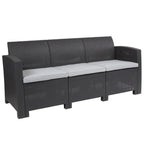 Flash Furniture 4 Piece Outdoor Faux Rattan Chair, Sofa and Table Set in Dark Gray, 30 x 67.5 x 27